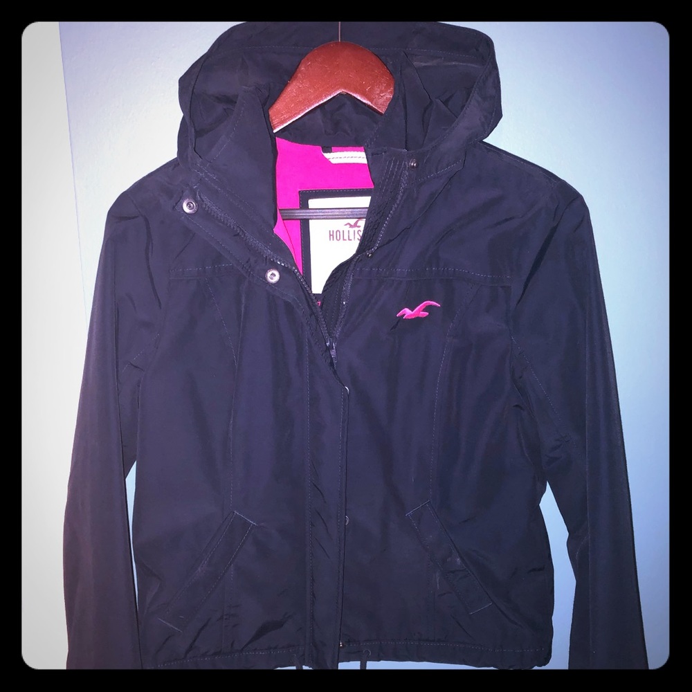 Hollister Navy All Weather Hooded Jacket